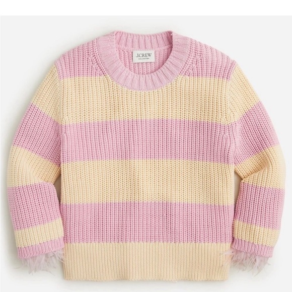J Crew Collection feather sleeves sweater pink NWT